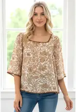 Floral Printed Top with Kimono Sleeves