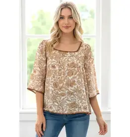 Floral Printed Top with Kimono Sleeves
