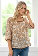 Floral Printed Top with Kimono Sleeves