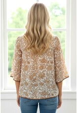 Floral Printed Top with Kimono Sleeves