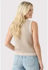 Waffle Knit Top With Ribbed Trim Detail