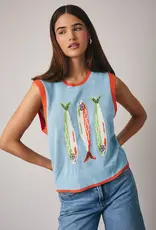 Crew Neck 'fish' Graphic Sweater Vest