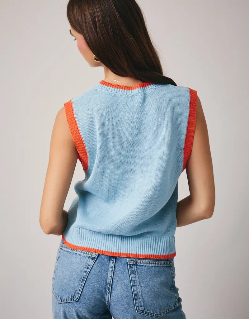 Crew Neck 'fish' Graphic Sweater Vest