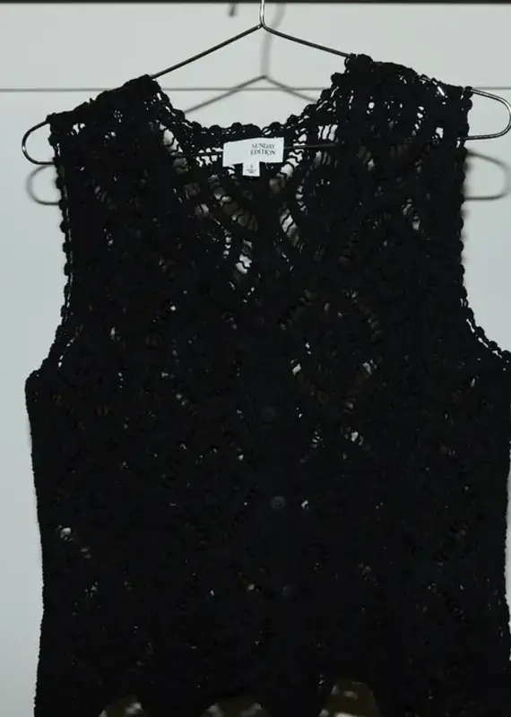 V-Neck Sleeveless Crochet Vest
