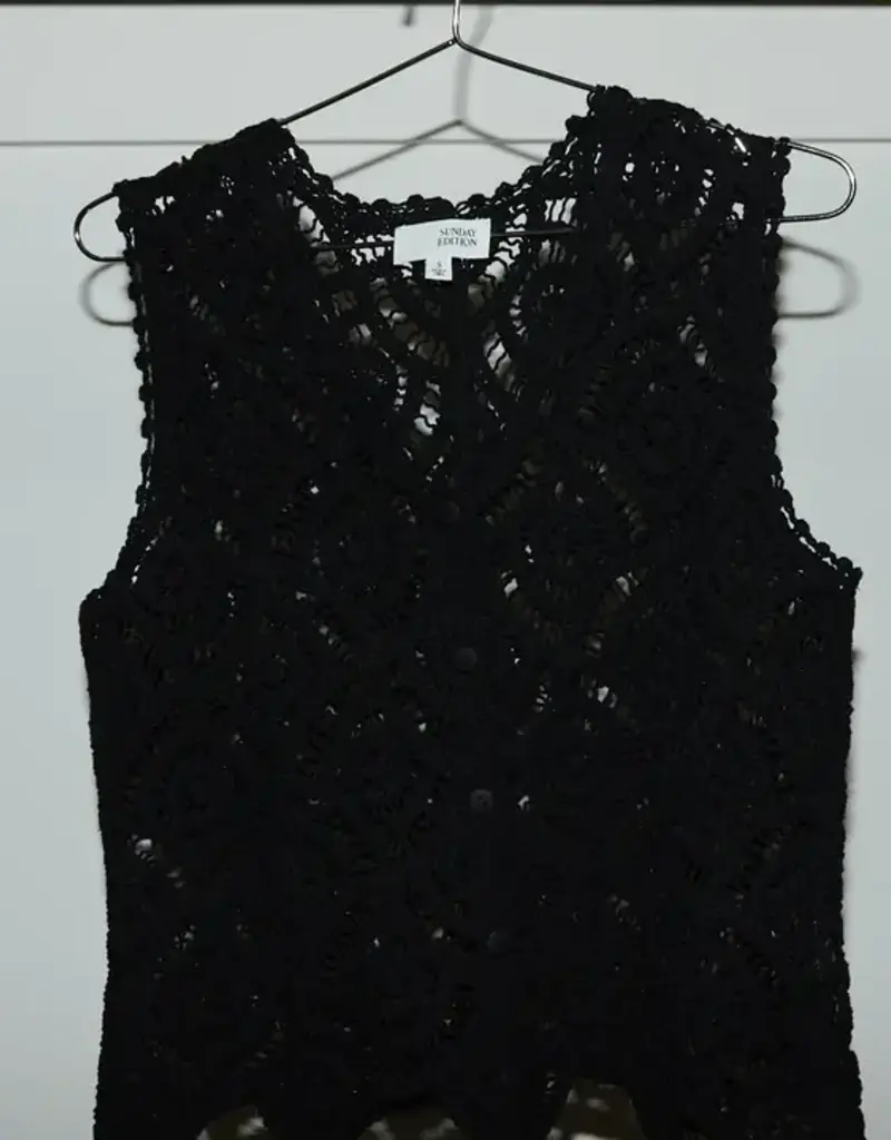 V-Neck Sleeveless Crochet Vest