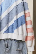 Textured Stripe Pullover Color Block Top