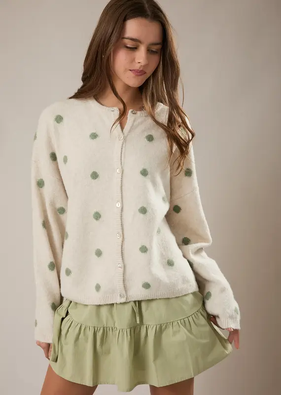 Polka Dot Button Front Cardigan