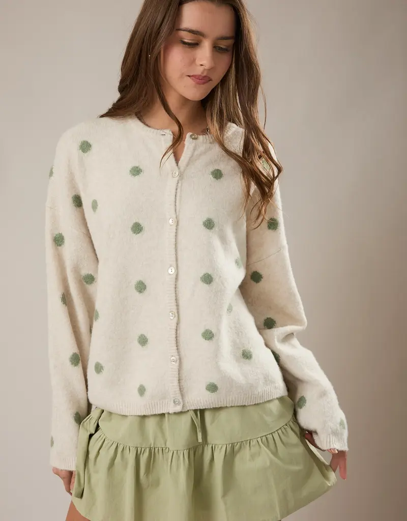 Polka Dot Button Front Cardigan