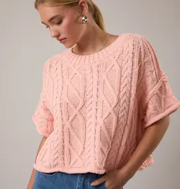 Knit Sweater Top With Drop Shoulder - Available in 3 colors - Coral - Blue - Butter
