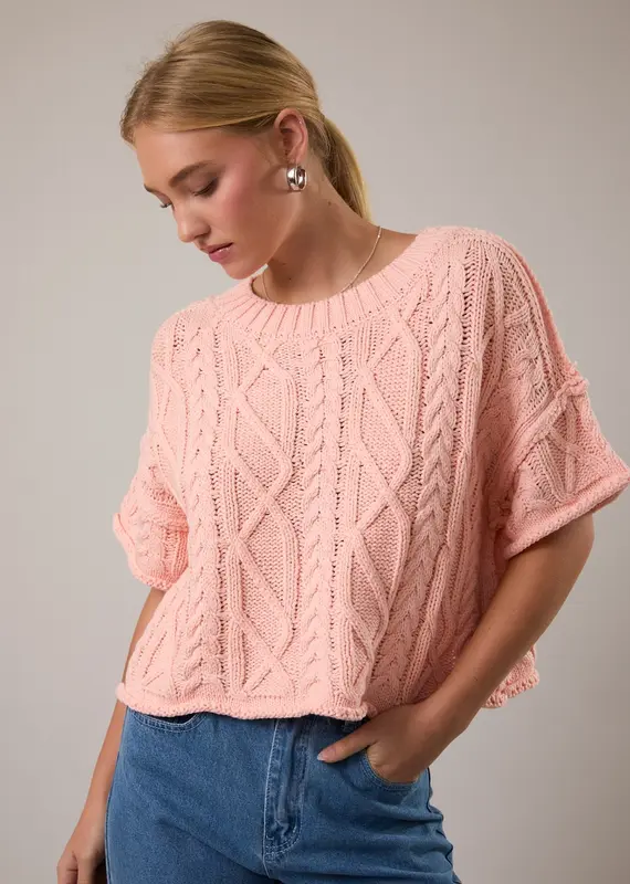 Knit Sweater Top With Drop Shoulder - Available in 3 colors - Coral - Blue - Butter