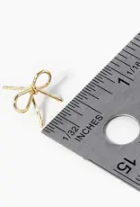 18K Gold Dipped Textured Wire Ribbon Bow Post Stud Earrings