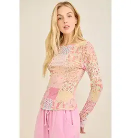 Spring Picnic Patch Mesh Top