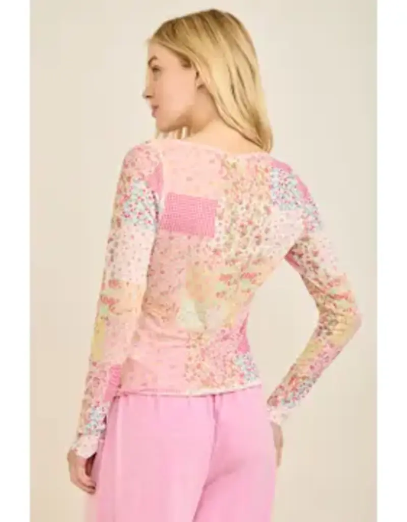 Spring Picnic Patch Mesh Top