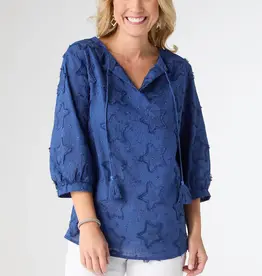 Hattie V-Neck Top with Embroidered Star