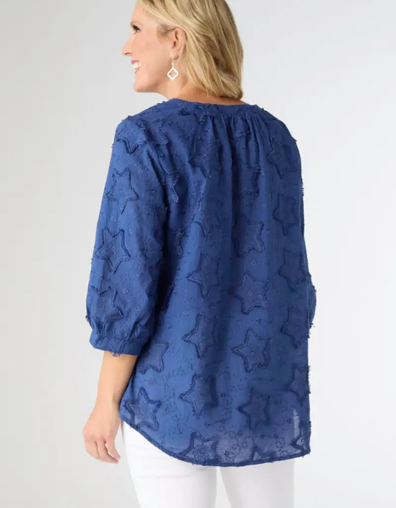 Hattie V-Neck Top with Embroidered Star