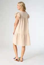 Freya Embroidered Dress with Flutter Sleeve