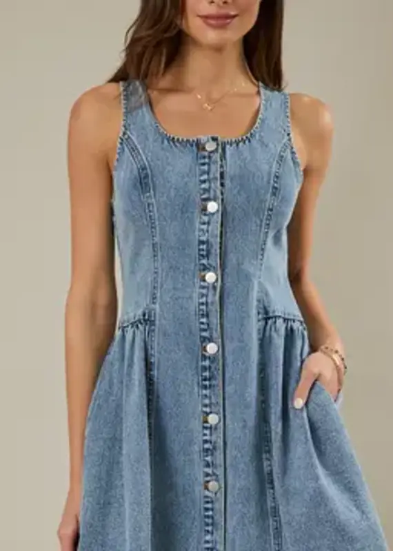 Square Neck Sleeveless Fit & Flare Dress