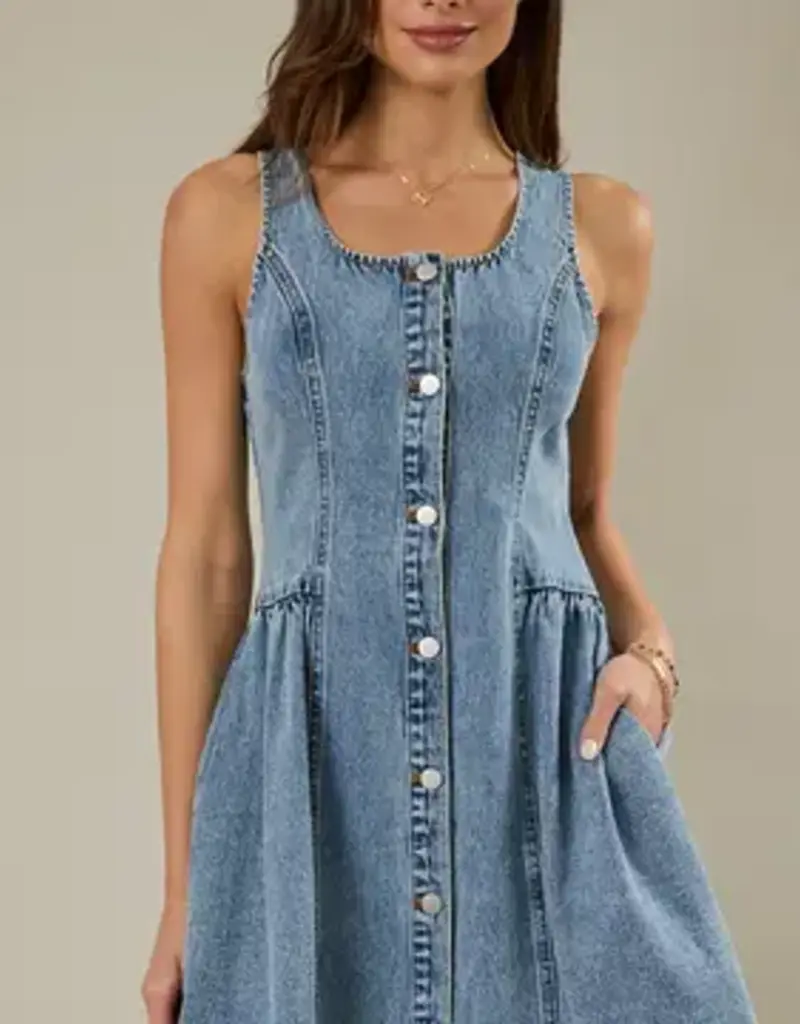 Square Neck Sleeveless Fit & Flare Dress