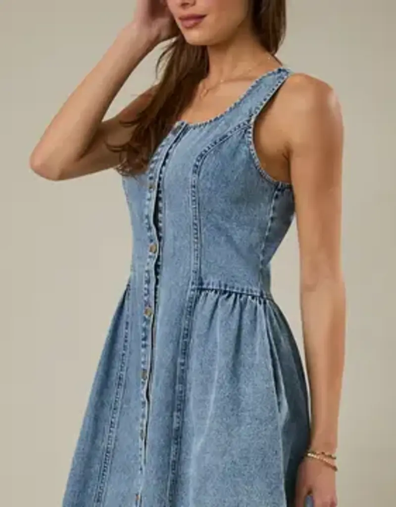 Square Neck Sleeveless Fit & Flare Dress