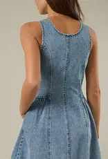 Square Neck Sleeveless Fit & Flare Dress