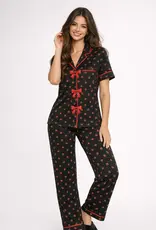 Bow Tie Front Yummy Jersey S/S Top + Pull On Pant PJ Set