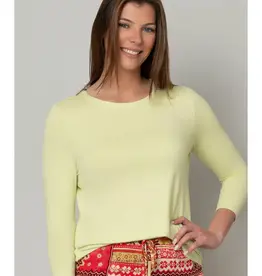 Juliana Crepe 3/4 Sleeve Hi-Lo Tee - 4 Colors - Yellow - Pink - Blue - White