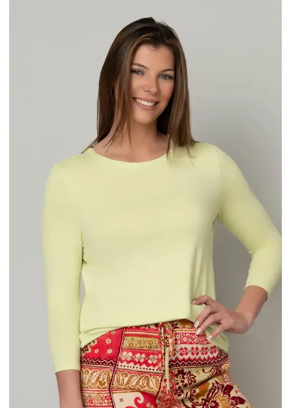Juliana Crepe 3/4 Sleeve Hi-Lo Tee - 4 Colors - Yellow - Pink - Blue - White
