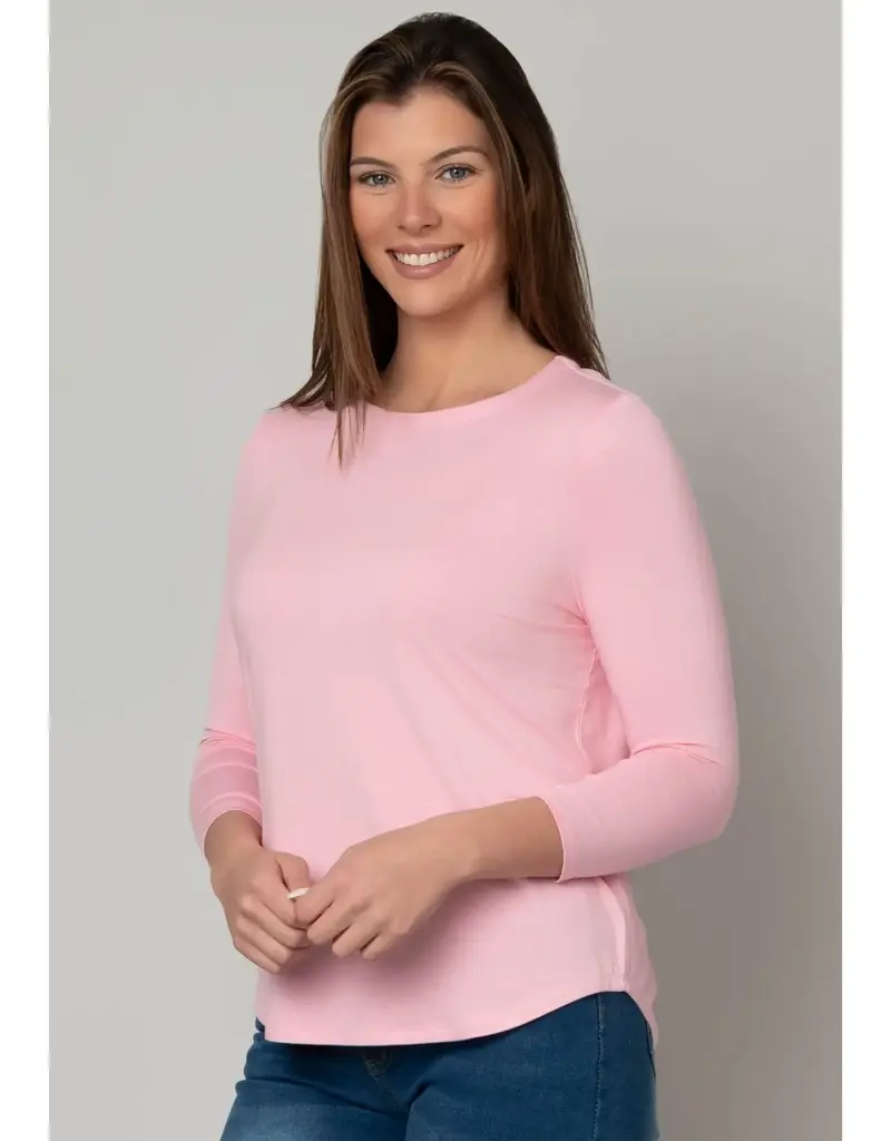 Juliana Crepe 3/4 Sleeve Hi-Lo Tee
