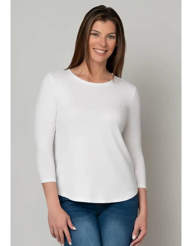 Juliana Crepe 3/4 Sleeve Hi-Lo Tee