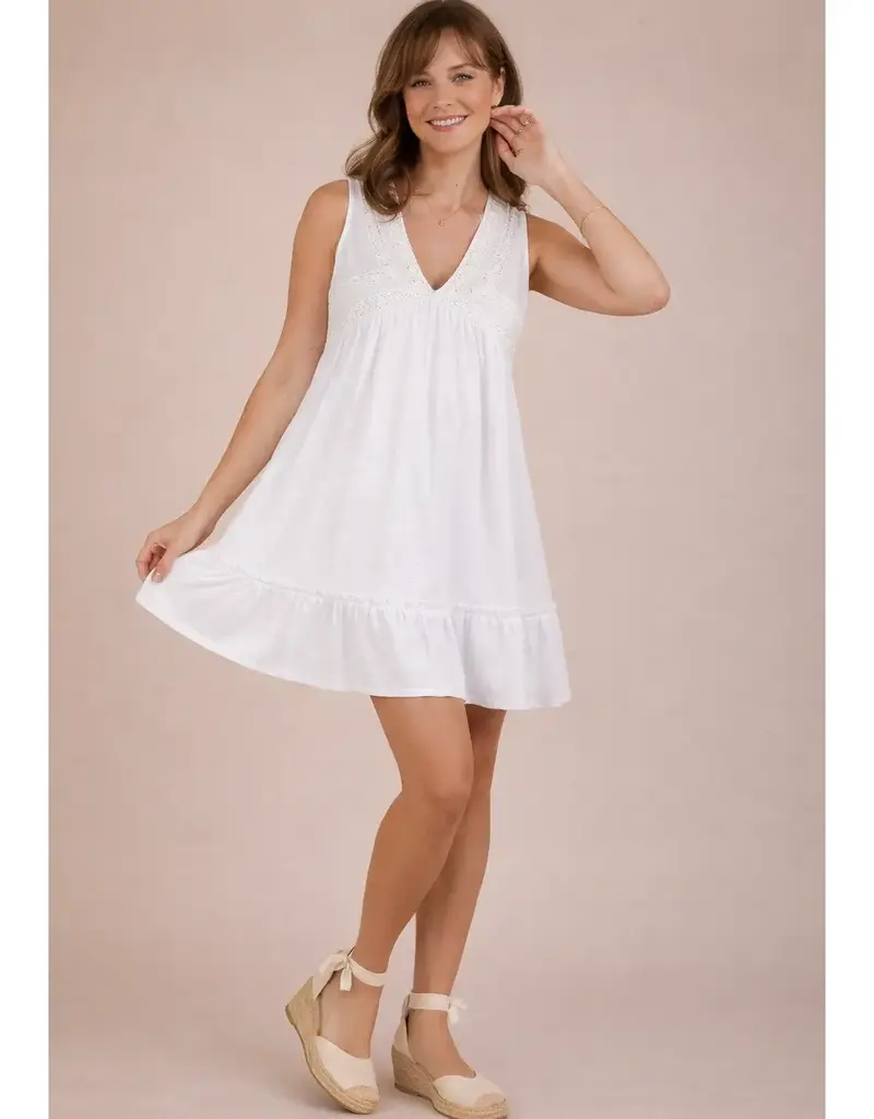 Slub Knit Crochet Lace Trim Dress