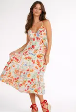 Spaghetti Strap Ruffle Hem Midi Dress