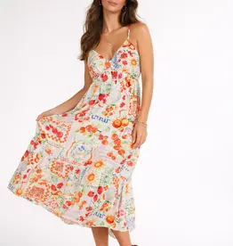 Spaghetti Strap Ruffle Hem Midi Dress