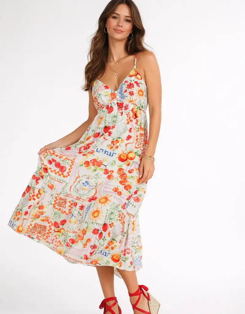 Spaghetti Strap Ruffle Hem Midi Dress