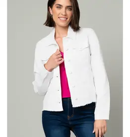 Frayed Denim Jacket w/ Novelty Buttons