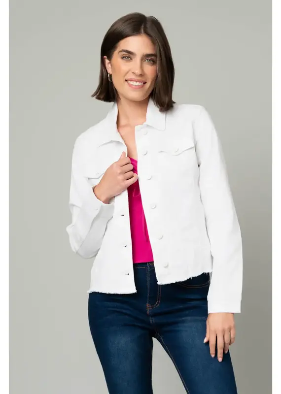 Frayed Denim Jacket w/ Novelty Buttons