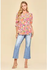 Smocked 3/4 Sleeve Lizzy Top