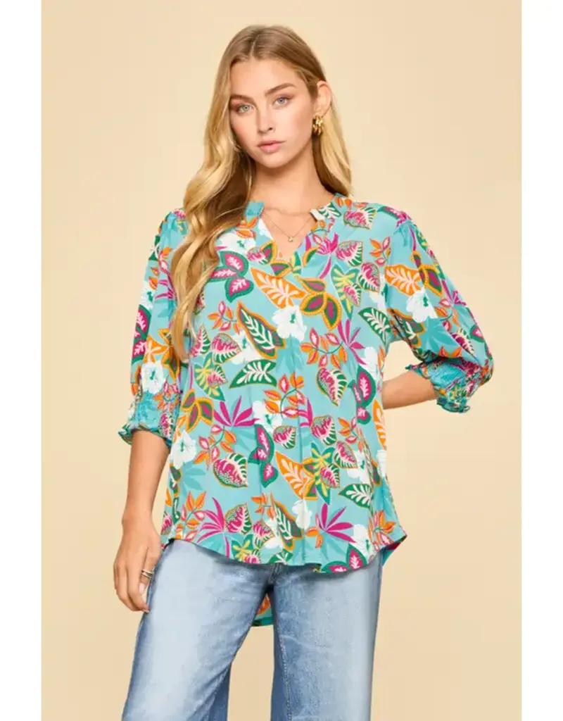 Smocked 3/4 Sleeve Lizzy Top