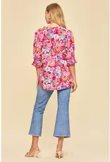 Smocked 3/4 Sleeve Lizzy Top