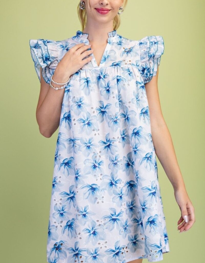 Valerie V-neck Floral Eyelet Dress