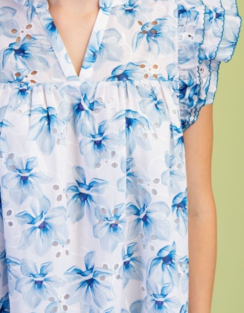 Valerie V-neck Floral Eyelet Dress
