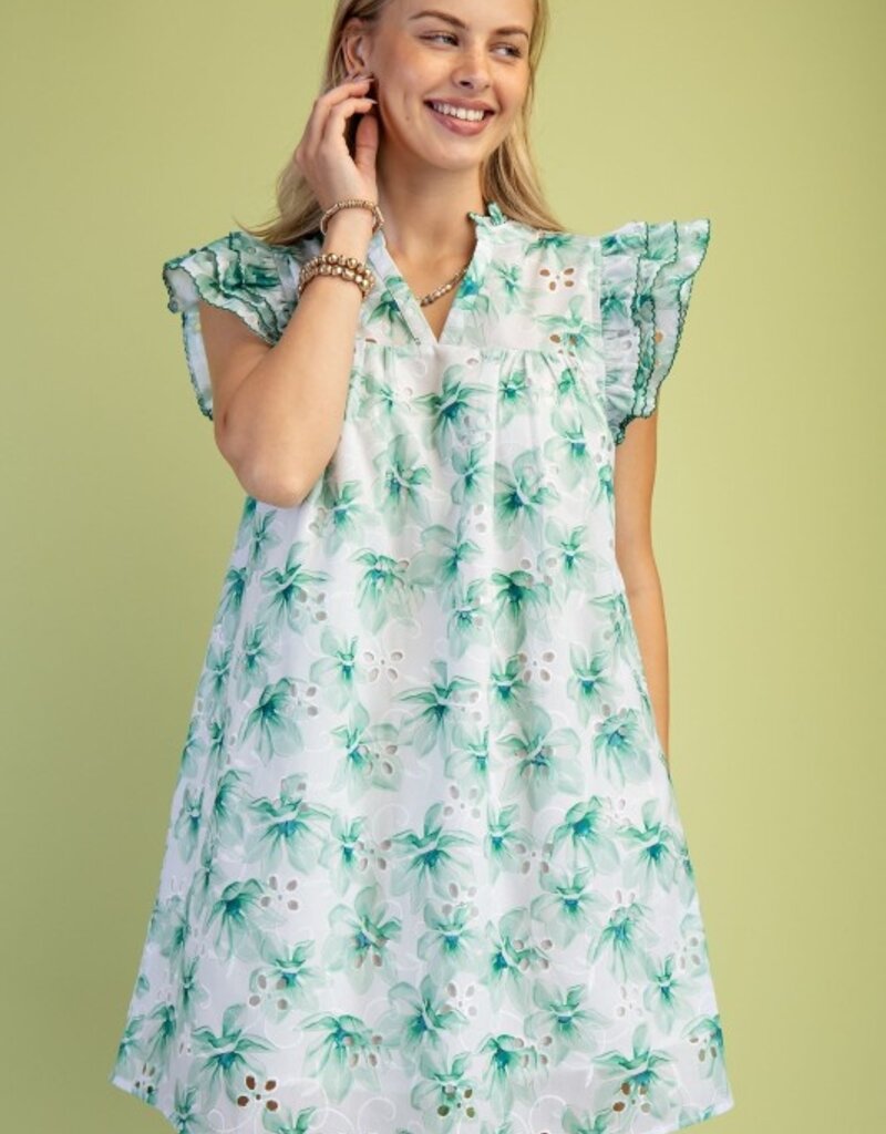 Valerie V-neck Floral Eyelet Dress