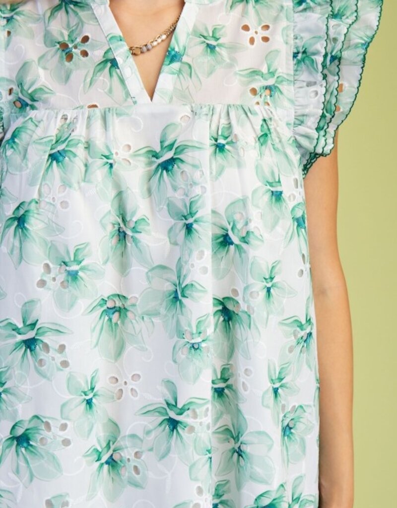 Valerie V-neck Floral Eyelet Dress