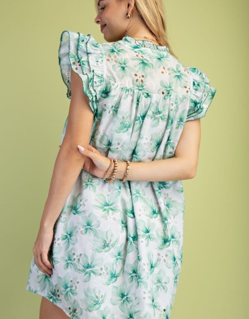 Valerie V-neck Floral Eyelet Dress