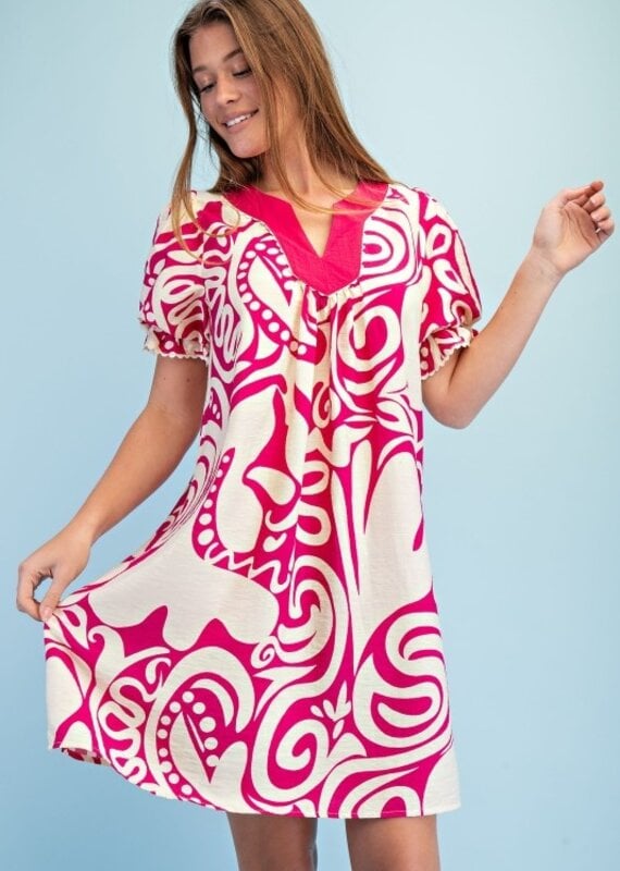 Patty Notch Neck Printed Dress