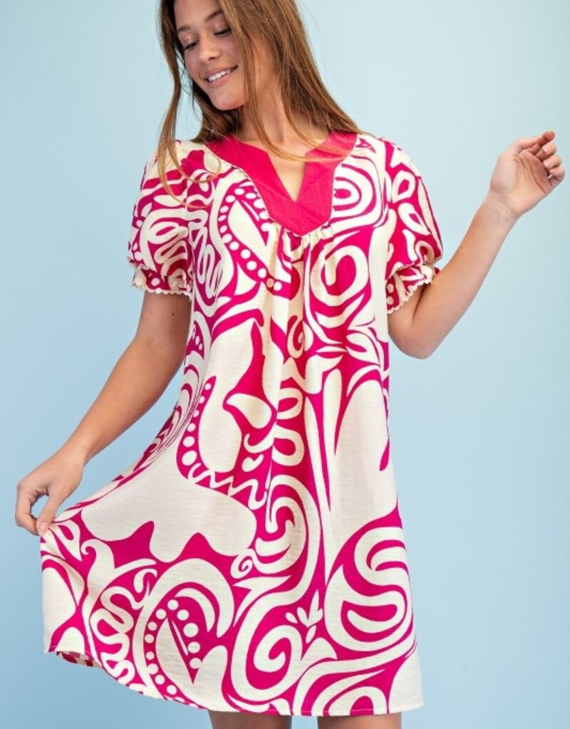 Patty Notch Neck Printed Dress