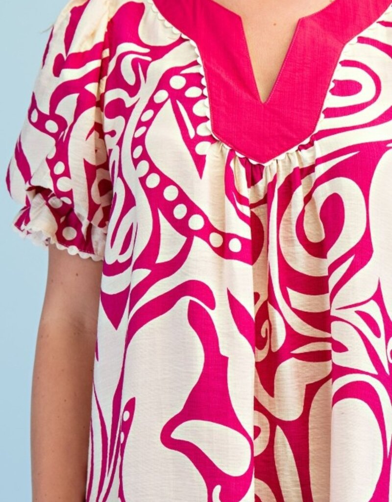 Patty Notch Neck Printed Dress
