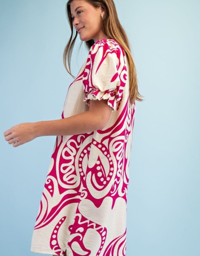 Patty Notch Neck Printed Dress