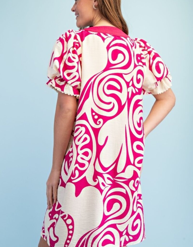 Patty Notch Neck Printed Dress