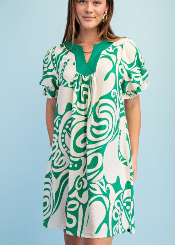 Patty Notch Neck Printed Dress