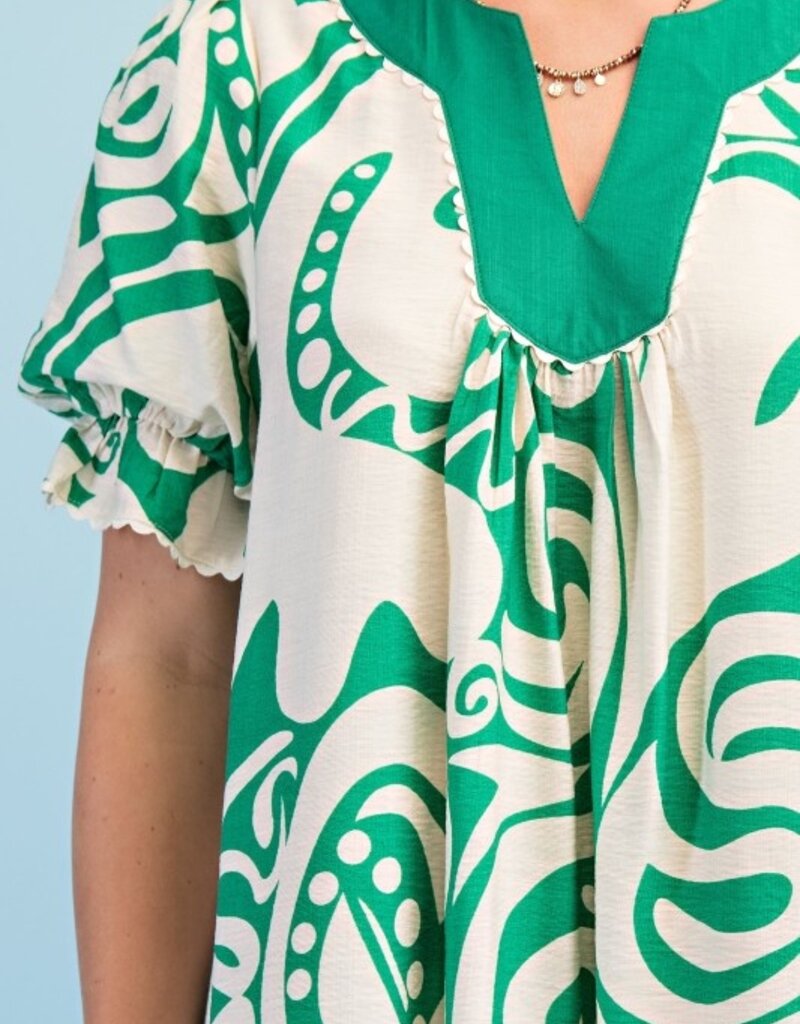 Patty Notch Neck Printed Dress